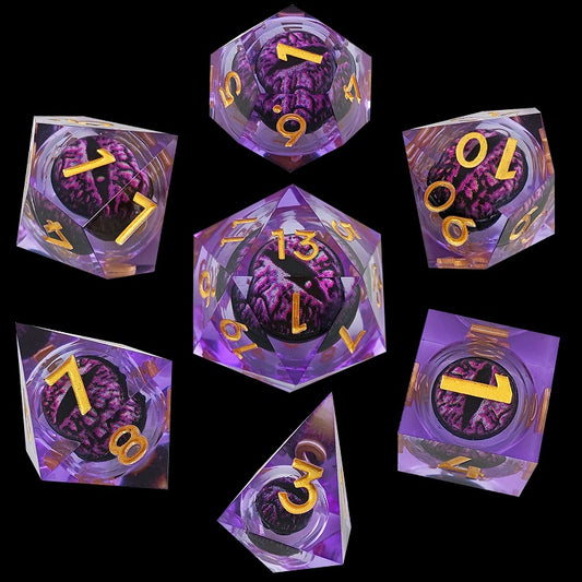 D&D Dice Set Sharp Edge Dragons Eye - Light Purple (Gold)