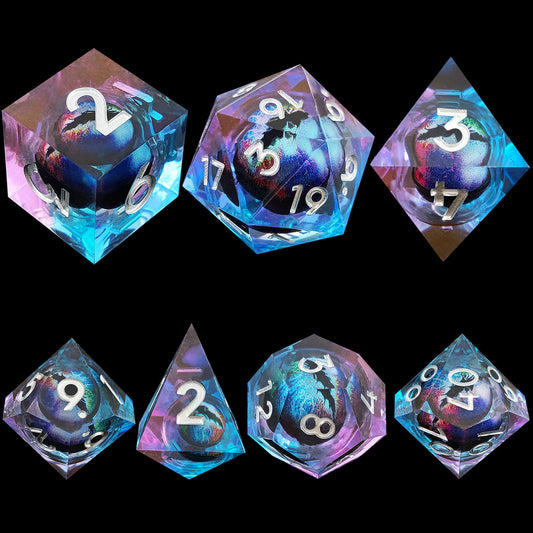 D&D Dice Set Sharp Edge Dragons Eye - Pink Blue (White)