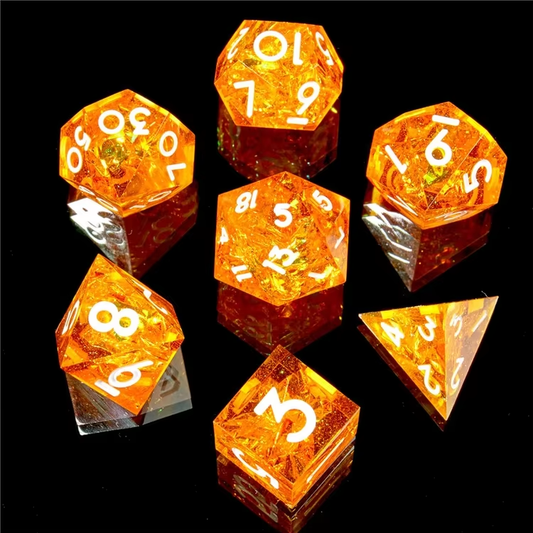 D&D Dice Set Sharp Edge - Fireball (White)