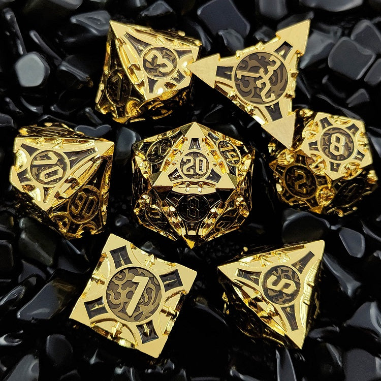 D&D Dice Set Metal Arrow - Gold Black