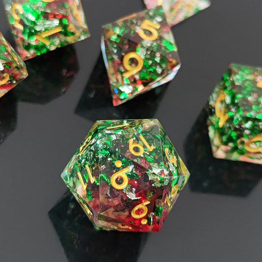 D&D Dice Set Sharp Edge - Holly Tree (Gold)