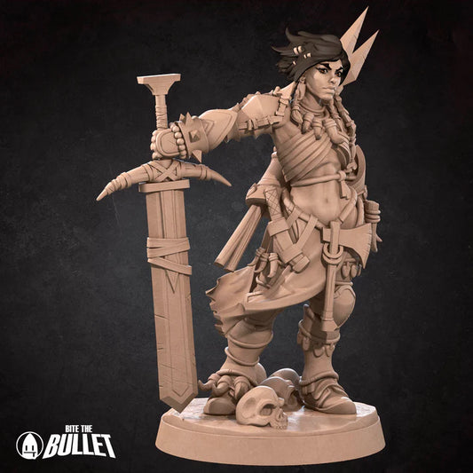Human Barbarian Female (with Javelins) D&D Miniature