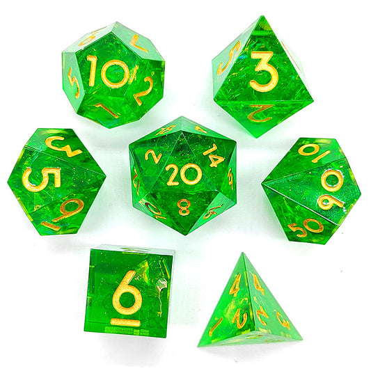 D&D Dice Set Sharp Edge - Leprechaun Green (Gold)