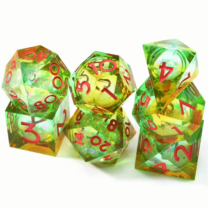 D&D Dice Set Sharp Edge Liquid Core - Nature (Pink)