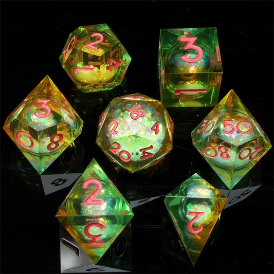 D&D Dice Set Sharp Edge Liquid Core - Nature (Pink)