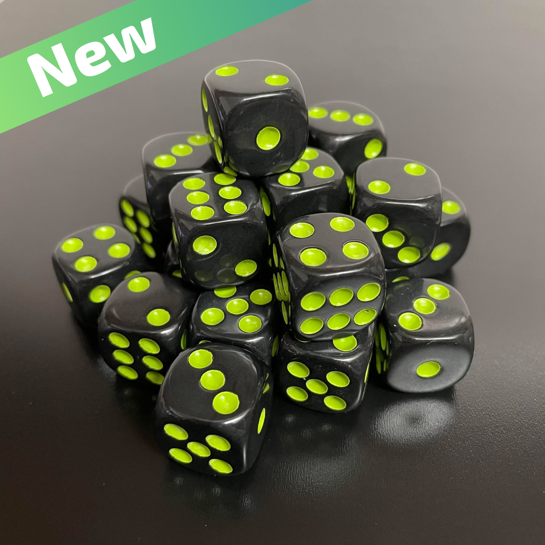 16mm Dice Black Series (Lime pips)