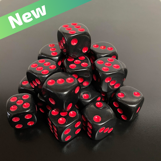 16mm Dice Black Series (Red pips)