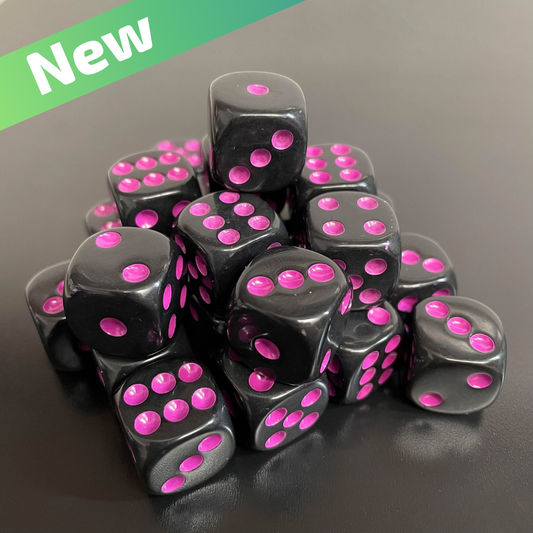 16mm Dice Black Series (Purple pips)