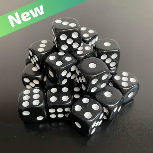 16mm Dice Black Series (White pips)