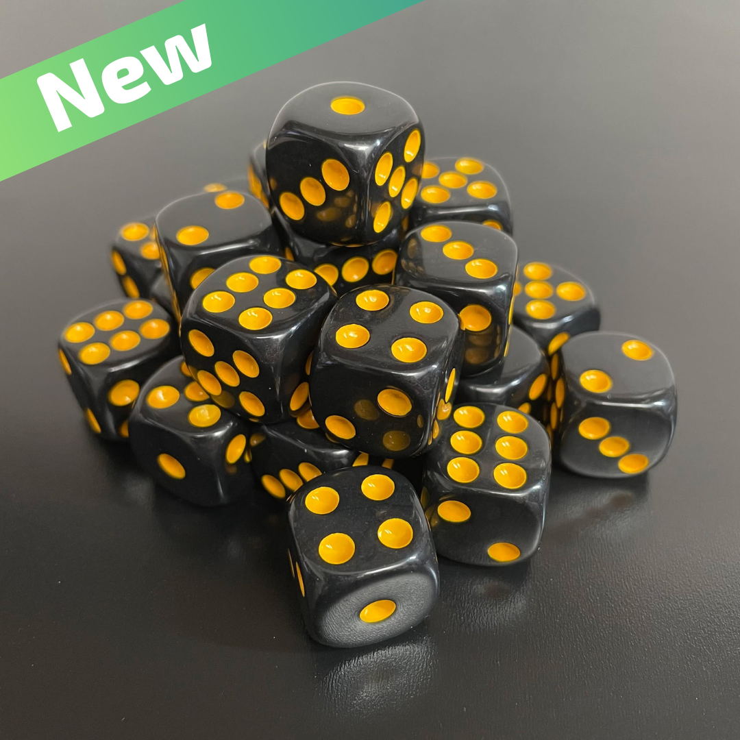 16mm Dice Black Series (Yellow pips)