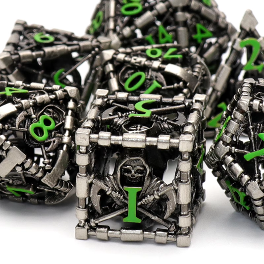 D&D Dice Set Metal Reaper - Nickel (Green)