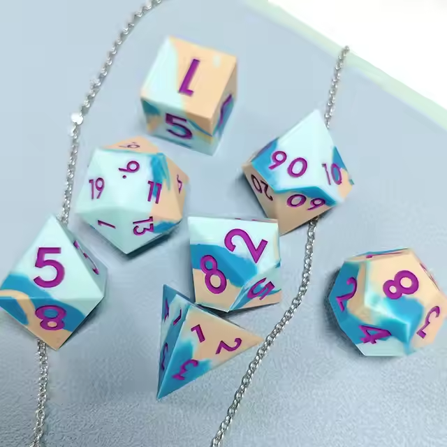 D&D Dice Set Silicone - Peaches and Dreams (Purple)