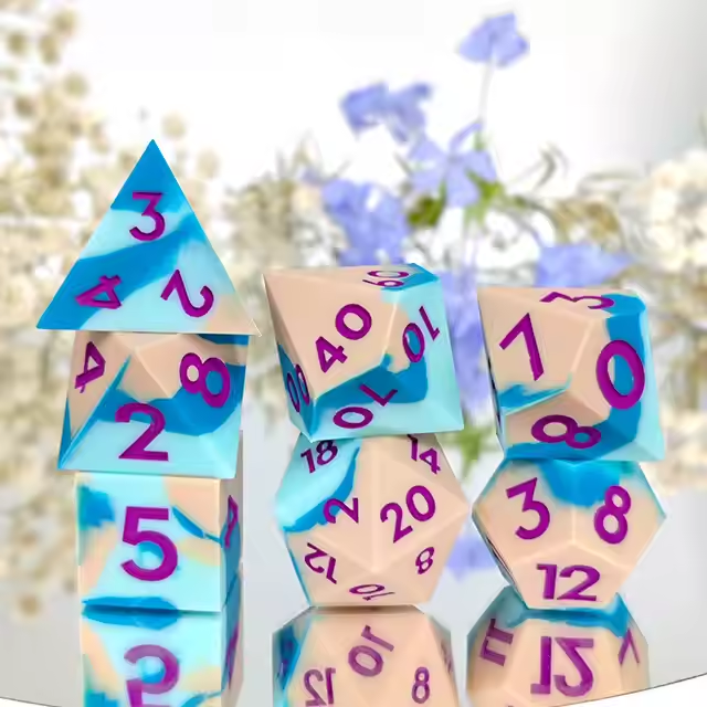 D&D Dice Set Silicone - Peaches and Dreams (Purple)