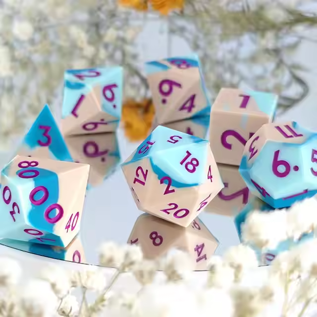 D&D Dice Set Silicone - Peaches and Dreams (Purple)