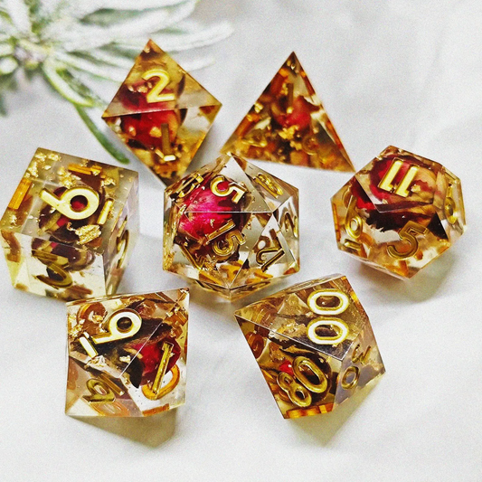 D&D Dice Set Sharp Edge - Rose Gold (Gold)