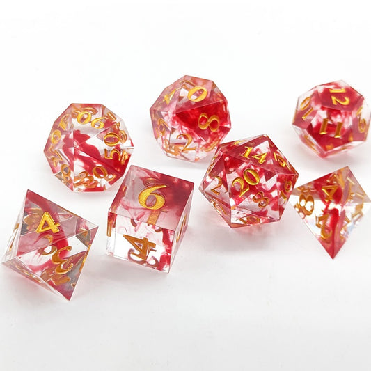 D&D Dice Set Sharp Edge - Sanguimancy Red (Gold)