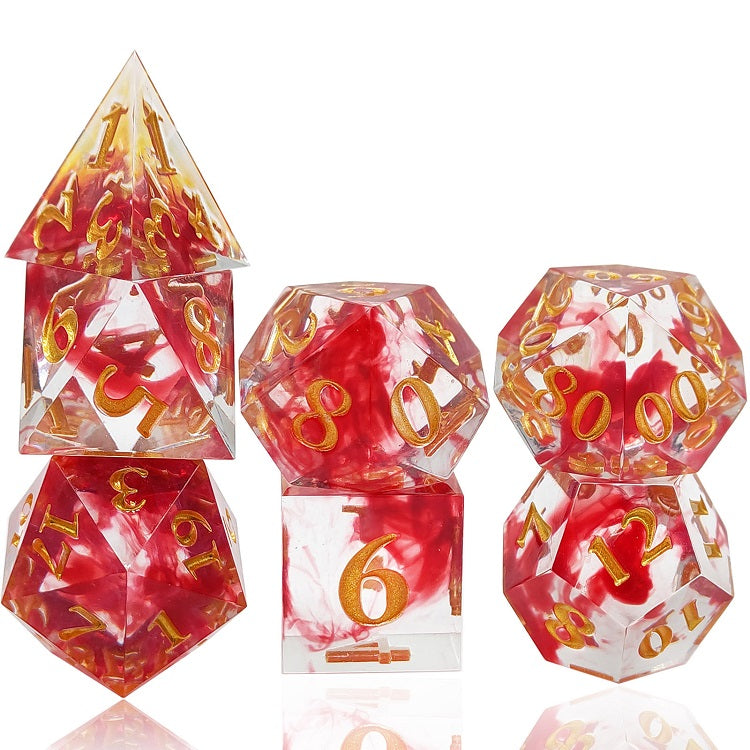 D&D Dice Set Sharp Edge - Sanguimancy Red (Gold)