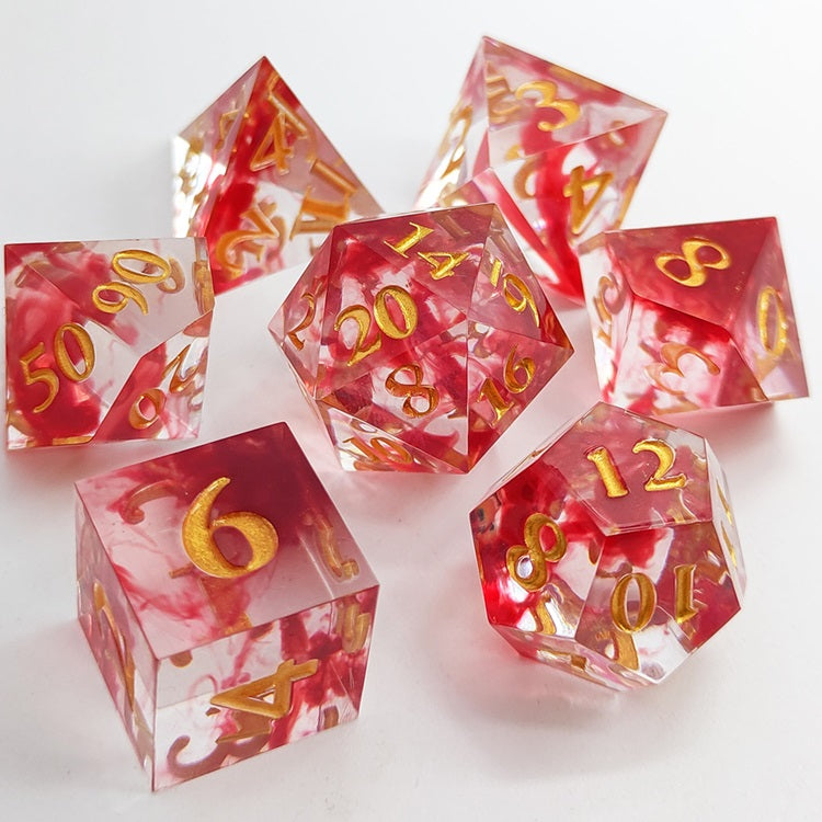 D&D Dice Set Sharp Edge - Sanguimancy Red (Gold)