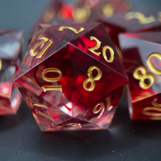 D&D Dice Set Sharp Edge - Blood Diamond (gold)