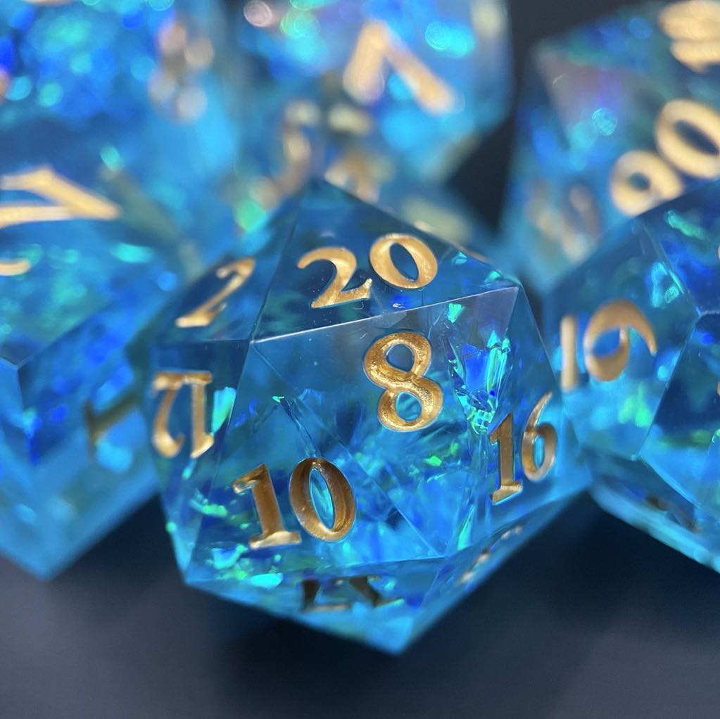 D&D Dice Set Sharp Edge - Underwater (Gold)