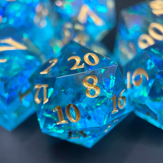 D&D Dice Set Sharp Edge - Underwater (Gold)