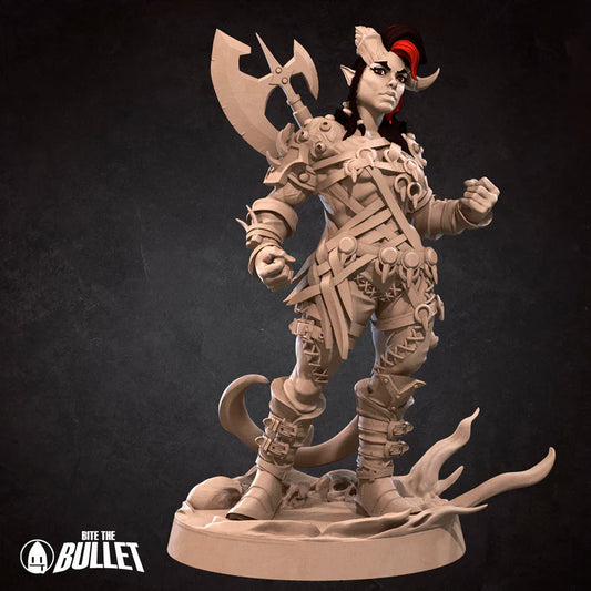 Tiefling Barbarian Female D&D Miniature