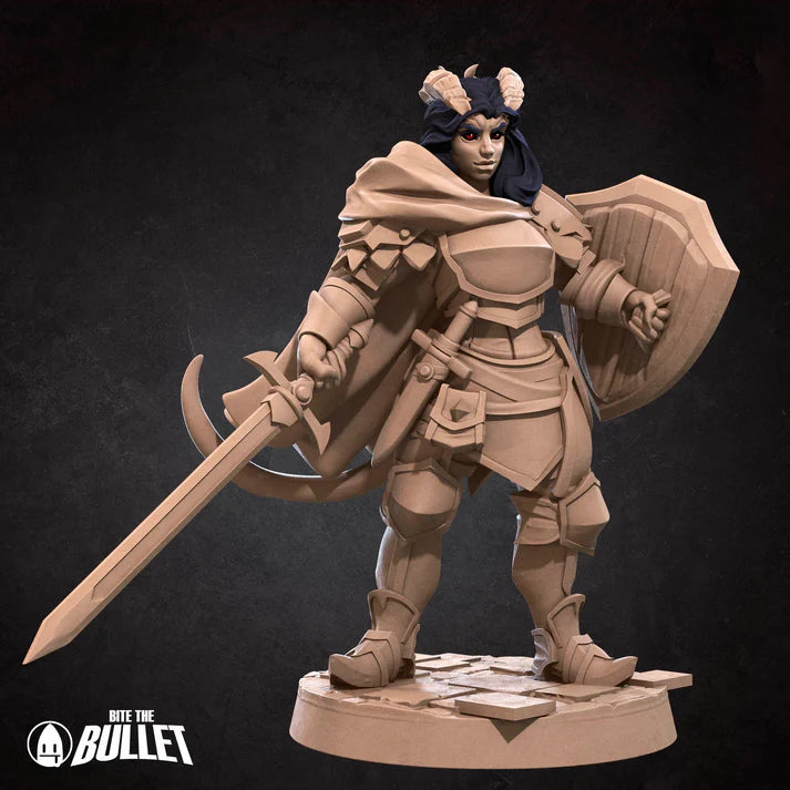 Tiefling Paladin Female D&D Miniature