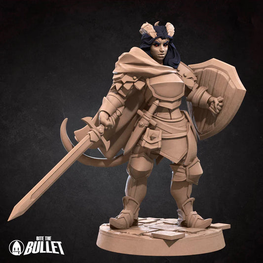 Tiefling Paladin Female D&D Miniature