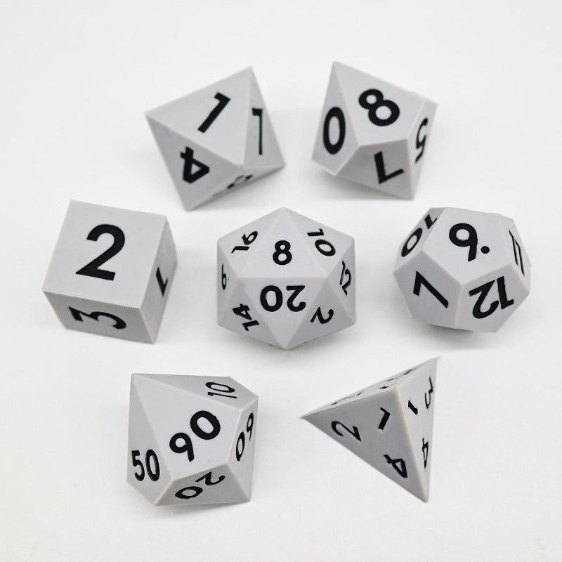 D&D Dice Set Silicone - Light Grey (Black)