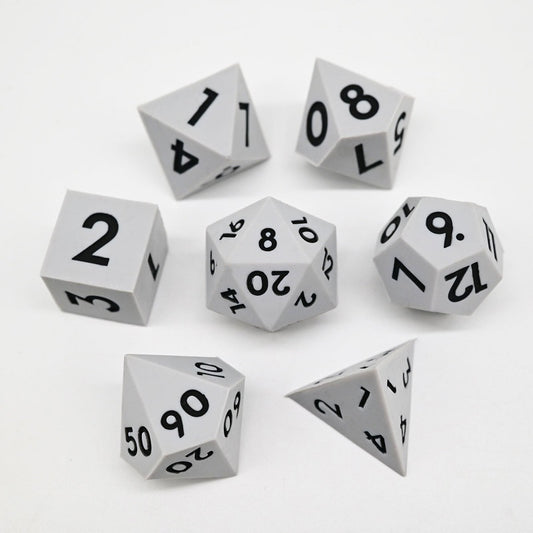 D&D Dice Set Silicone - Light Grey (Black)