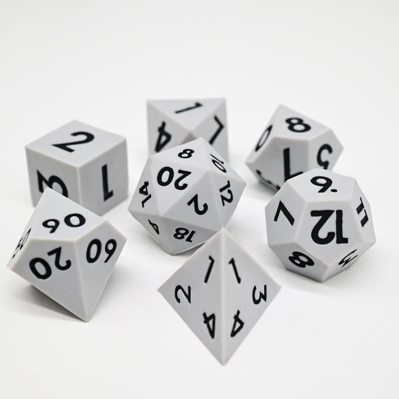 D&D Dice Set Silicone - Light Grey (Black)
