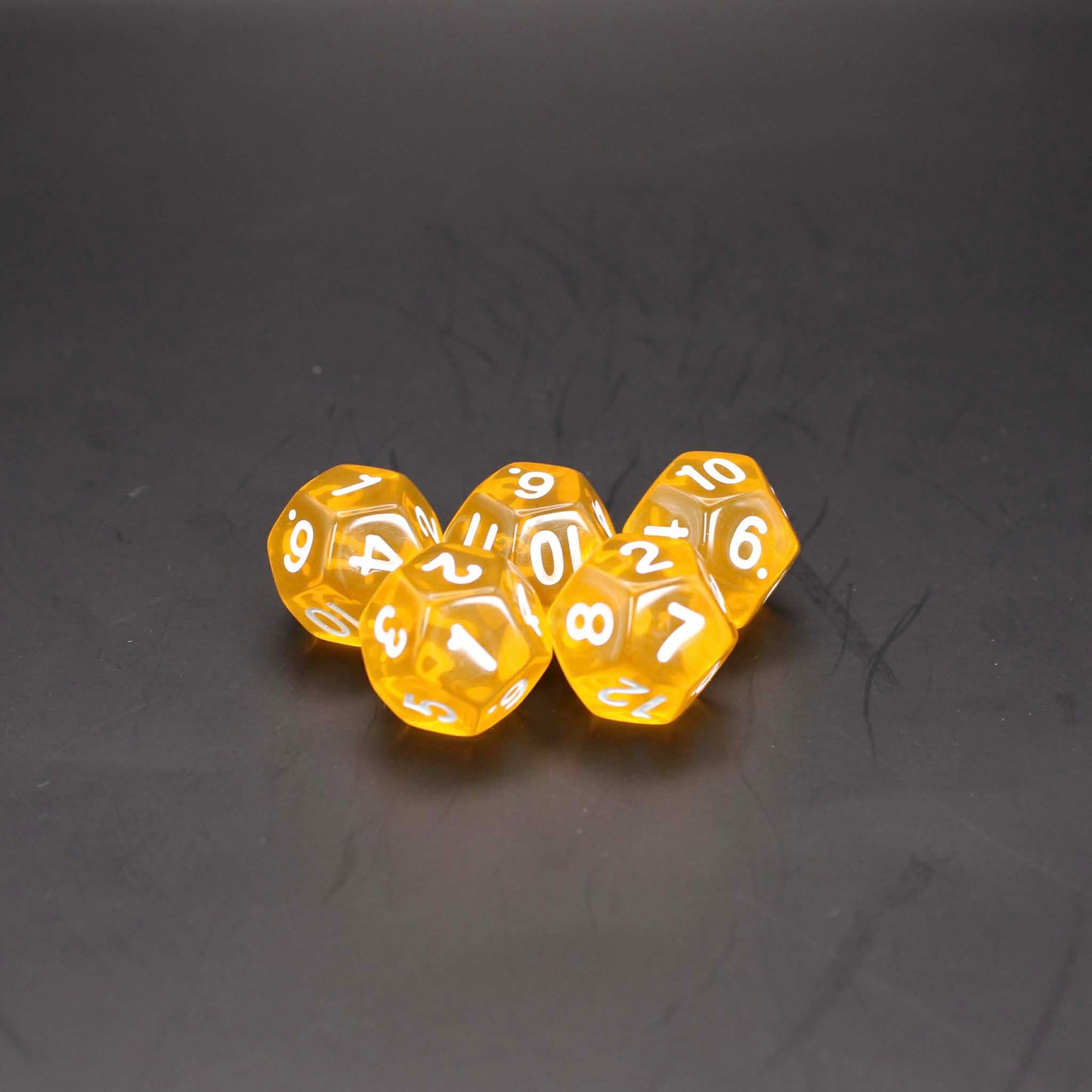 D12s (5) Transparent Yellow dice