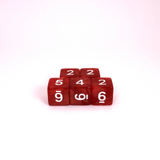 D6s (5) Pearl Red dice