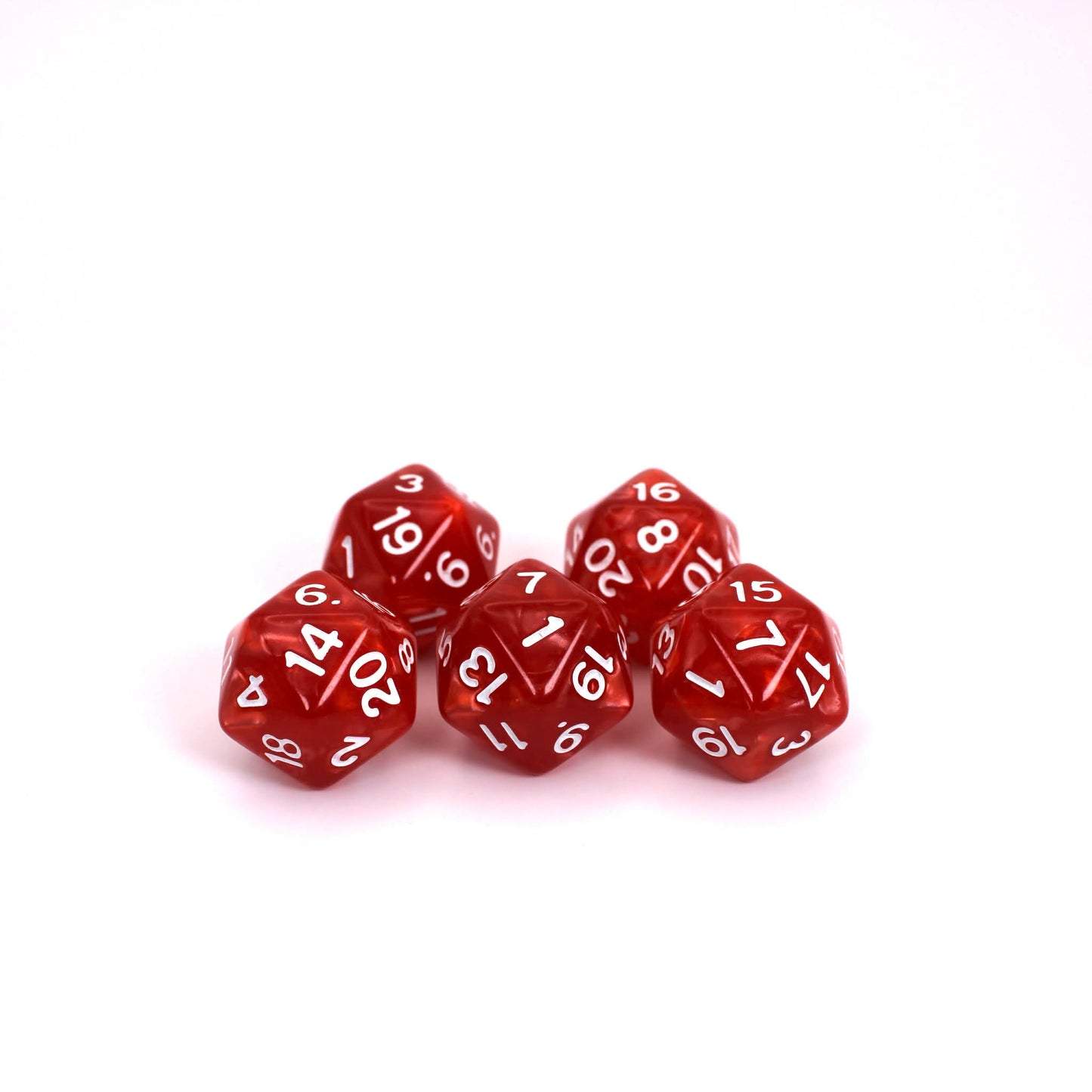 D20s (5) Pearl Red dice