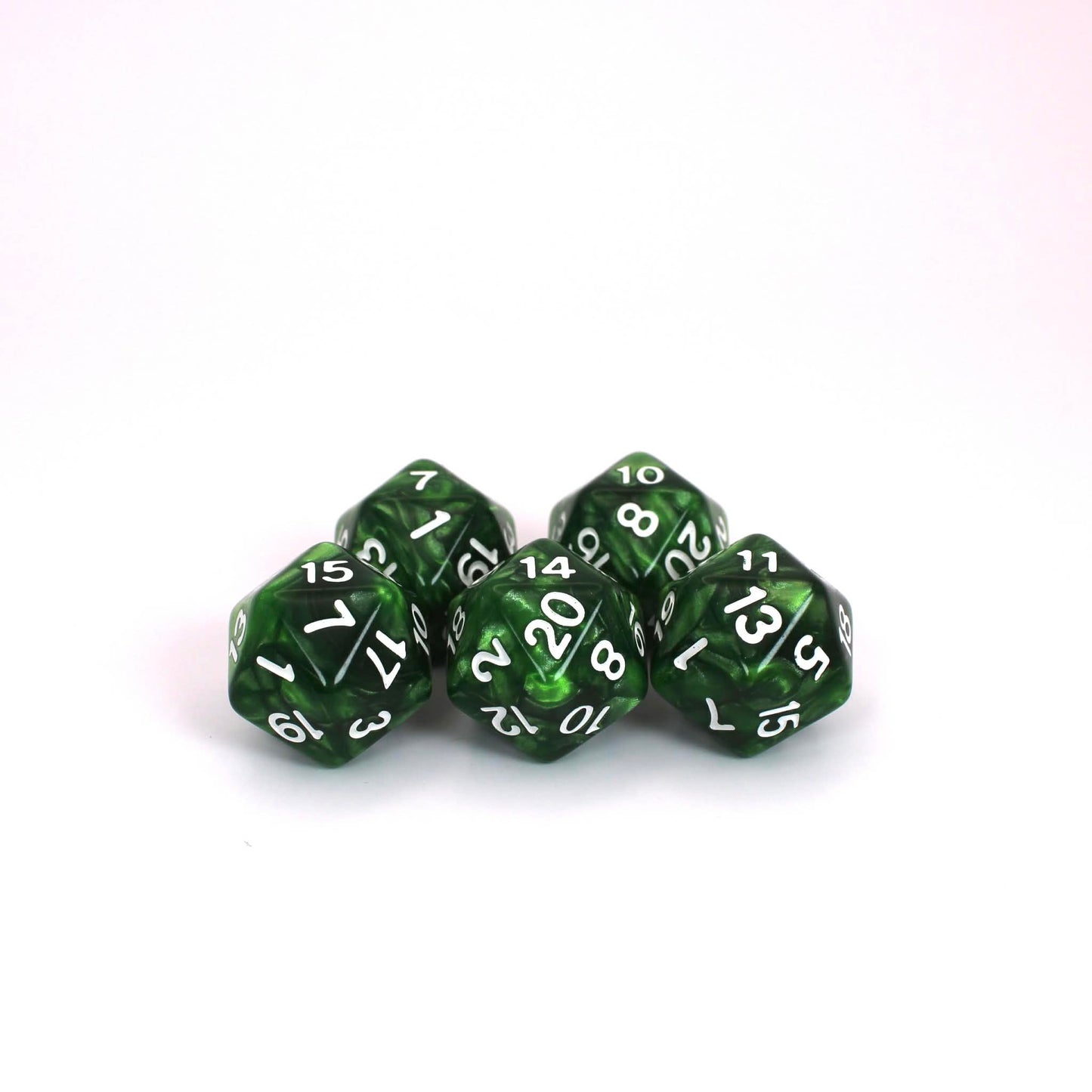 D20s (5) Pearl Green dice