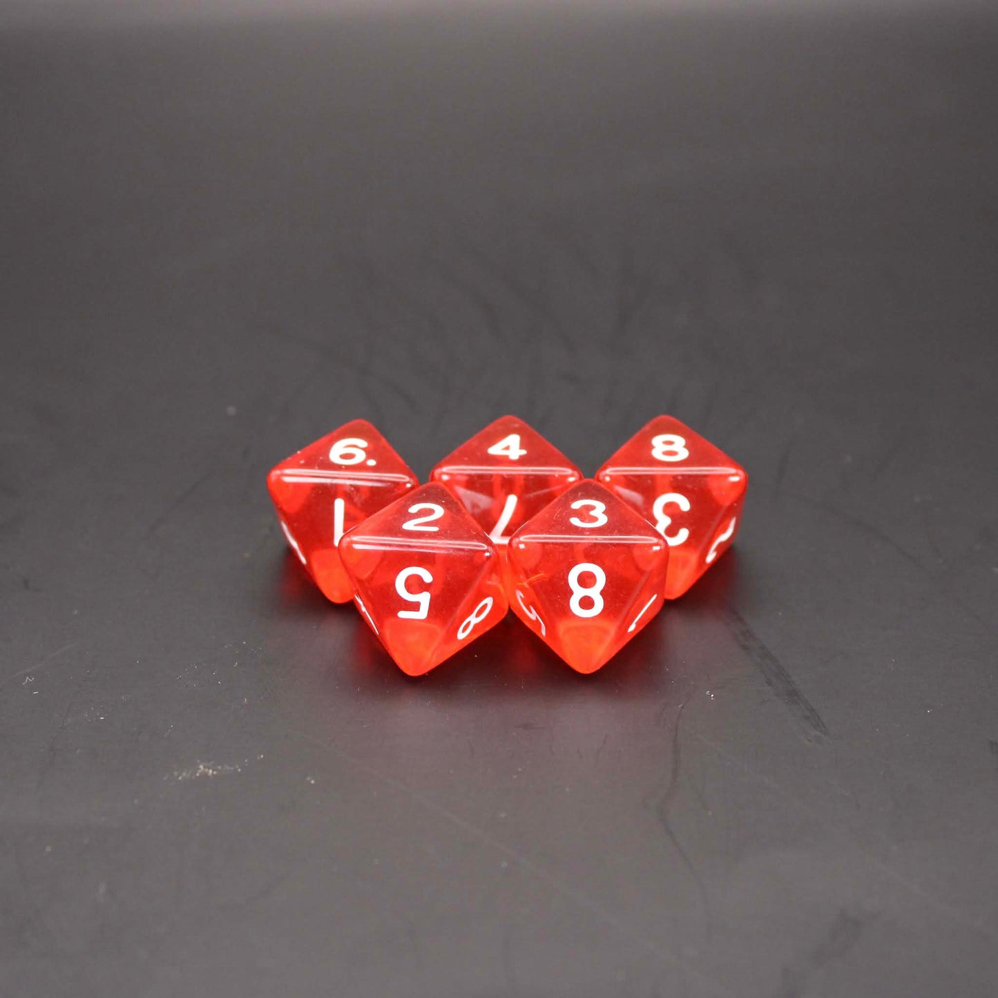 D8s (5) Transparent Red dice