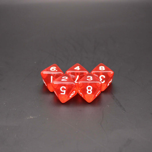 D8s (5) Transparent Red dice