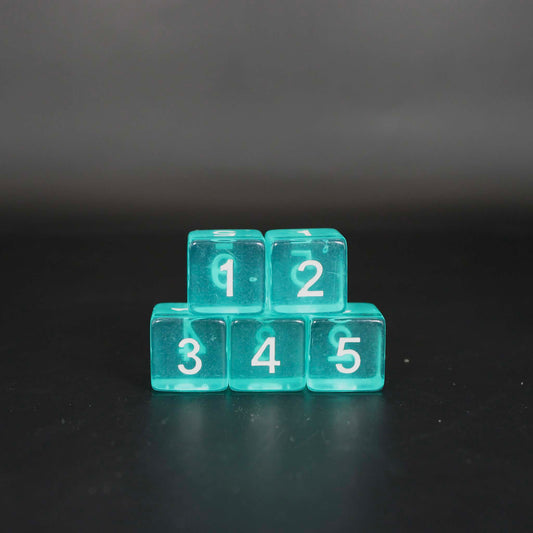 D6s (5) Transparent Turquoise dice