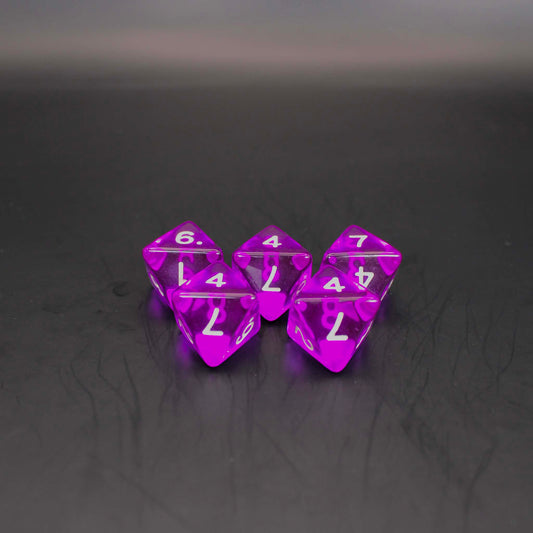 D8s (5) Transparent Purple dice