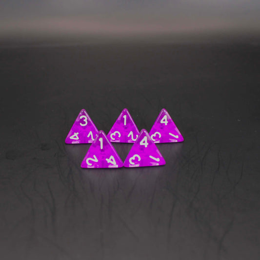 D4s (5) Transparent Purple dice