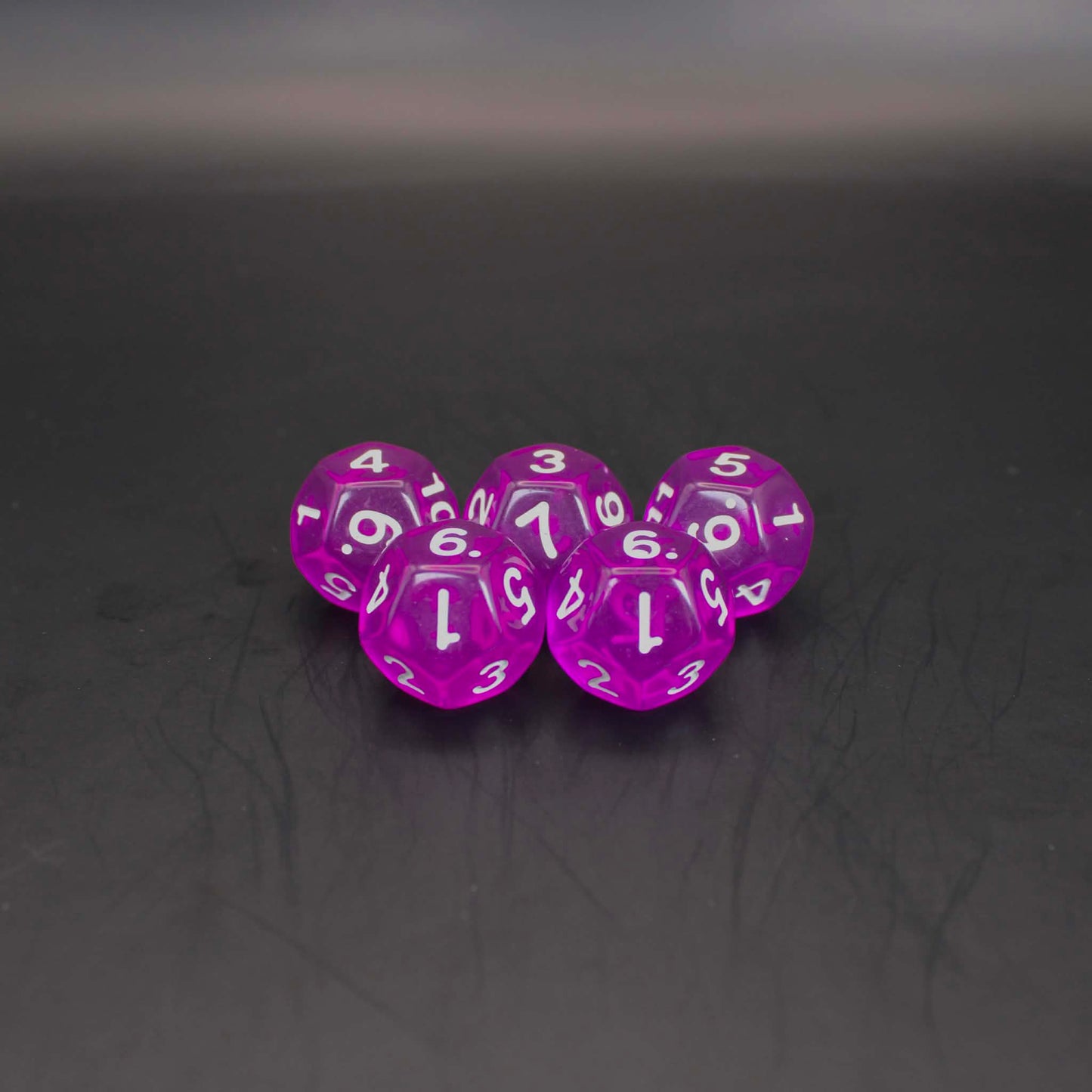 D12s (5) Transparent Purple dice
