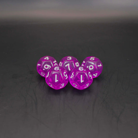 D12s (5) Transparent Purple dice