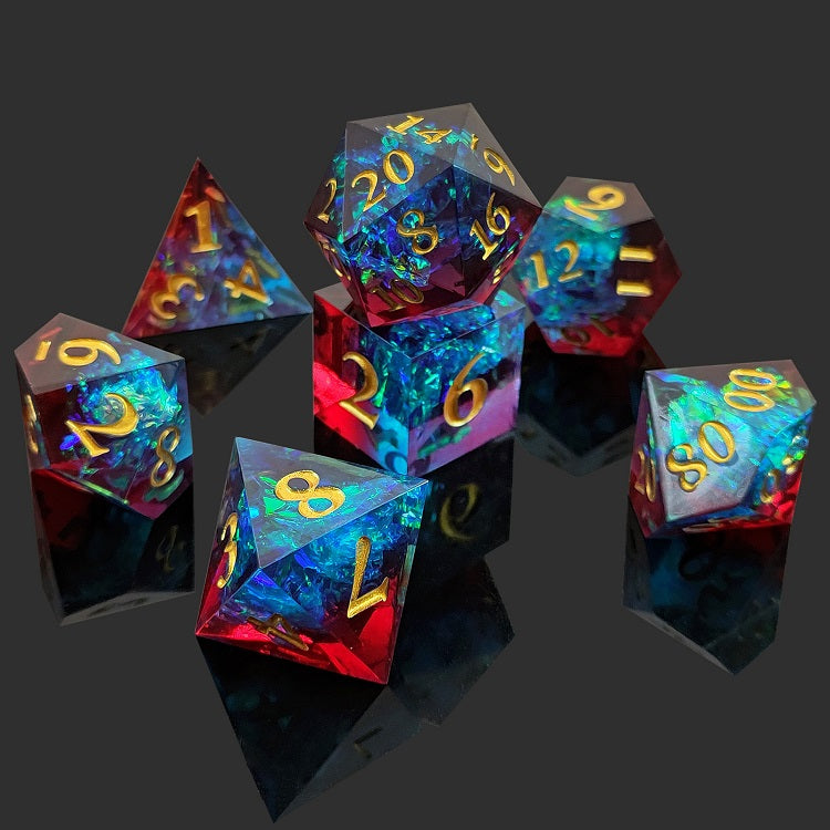 D&D Dice Set Sharp Edge - Red vs. Blue (Gold)