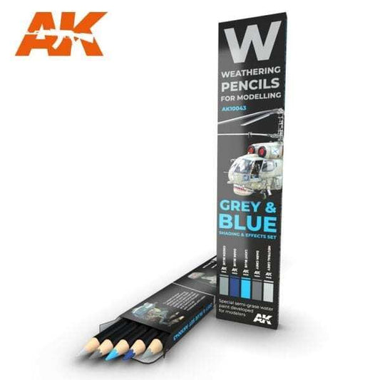 Watercolor Pencil Grey & Blue Camouflages Set