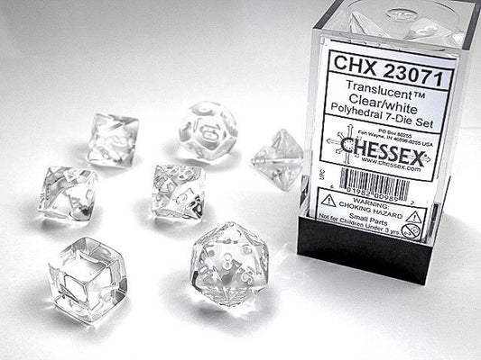Translucent Polyhedral Clear/White 7-Die Set