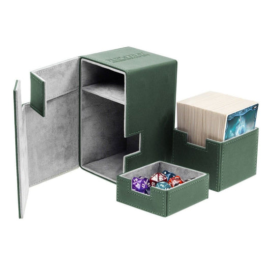 Ultimate Guard Flip n Tray Deck Case 100+ Standard Size XenoSkin Green Deck Box