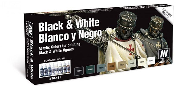 Black & White Paint Set - 8pcs