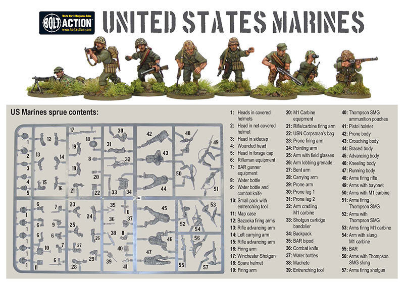 Escuadrón de marine raiders de EE. UU. Bolt Action. WARLORD GAMES