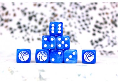 Nords Faction Dice on Bright Blue swirl Dice (Special Order)